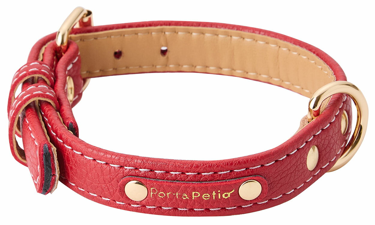 PETIO用品犬用首輪Portaクラシックソフトレザーカラーレッド30mm [trmt]