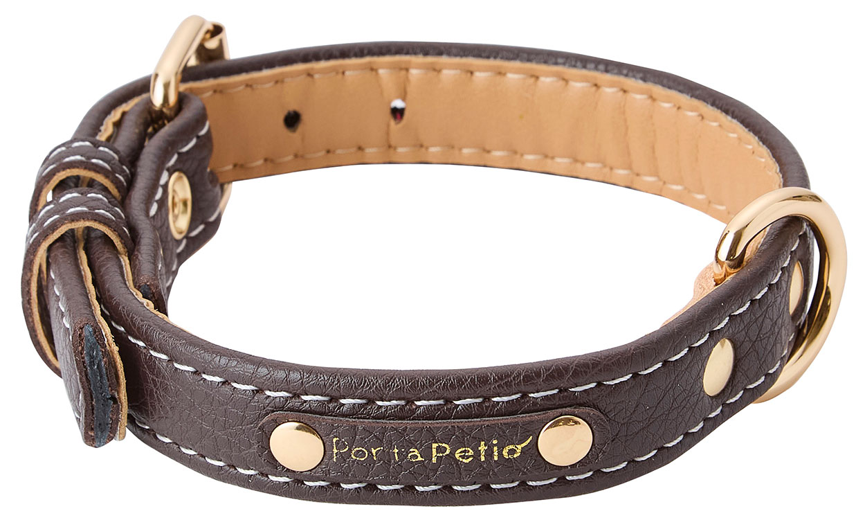 Rakuten - PETIO用品犬用首輪Portaクラシックソフトレザーカラーブラウン30mm 中型犬用首輪 合成皮革 デザインレザー [trmt]