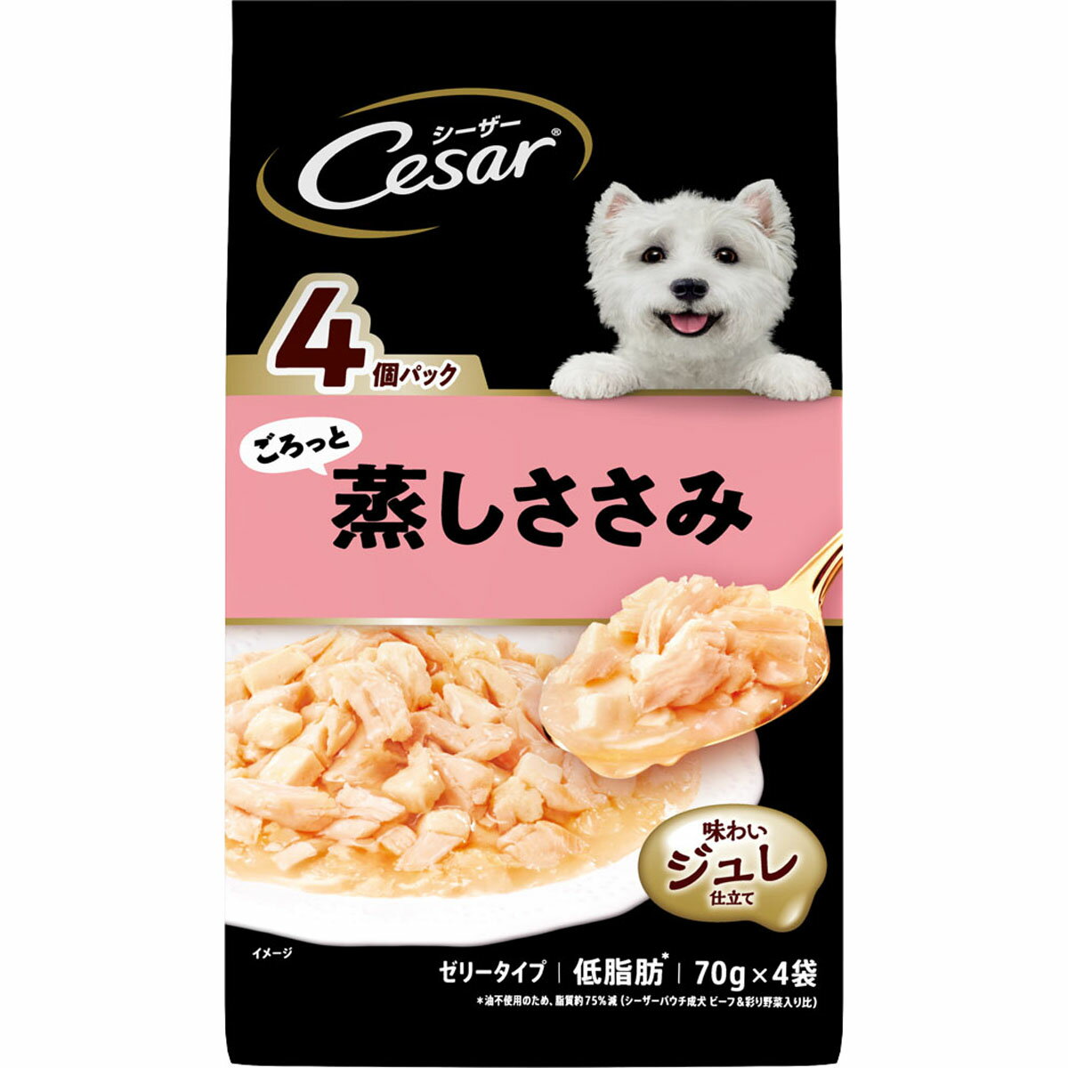 Rakuten - シーザーごろっと蒸しささみ70g×4袋 ドッグフード ささみ ウェットフード パウチ 低脂肪 ゼリー 食欲 小分け[trmt]