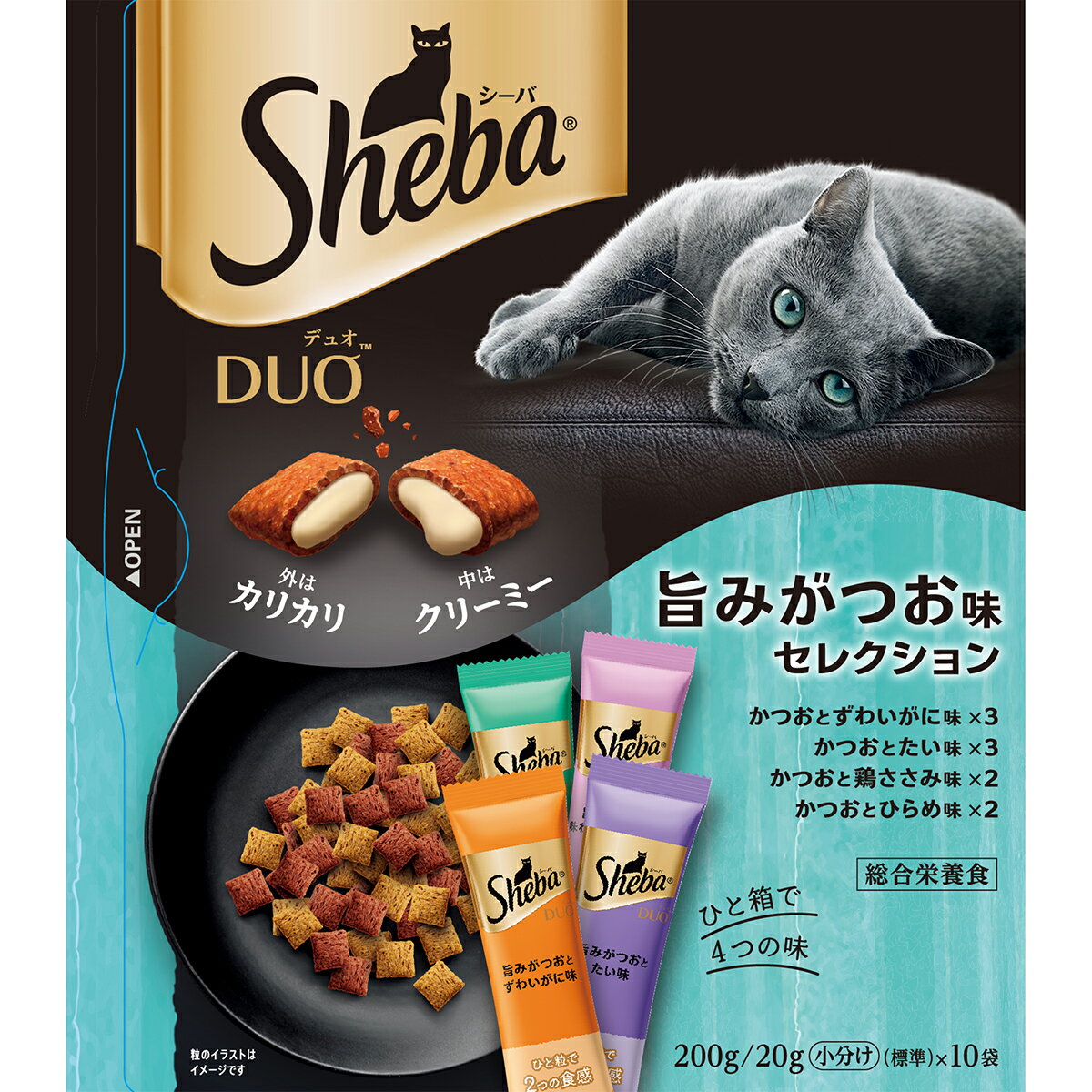 シーバデュオ旨みがつお味セレクション200g キャットフード 総合栄養食 おやつ トッピング 尿路ケア かつお バラエティパック[trmt]