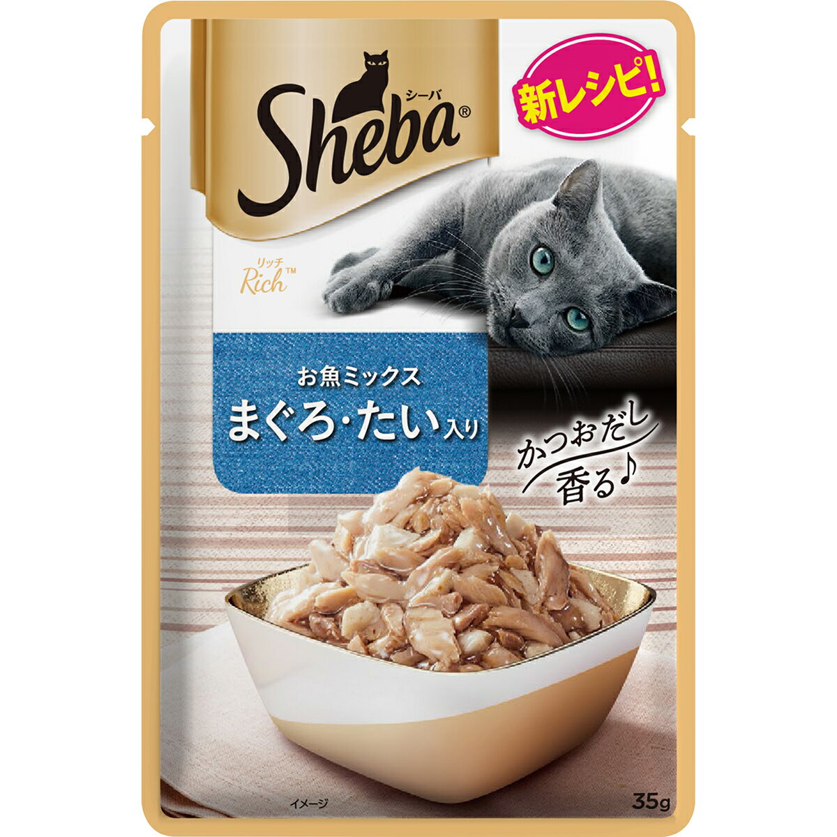Rakuten - シーバリッチお魚ミックスまぐろ・たい入り35g キャットフード ウェットフード パウチ 海鮮 猫用 [trmt]