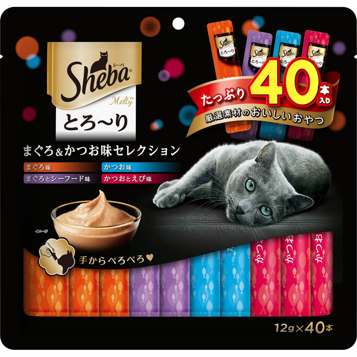 Rakuten - シーバとろ～りメルティまぐろ＆かつお味セレクション12g×40本 猫用おやつ ペースト状 厳選素材 贅沢 [trmt]