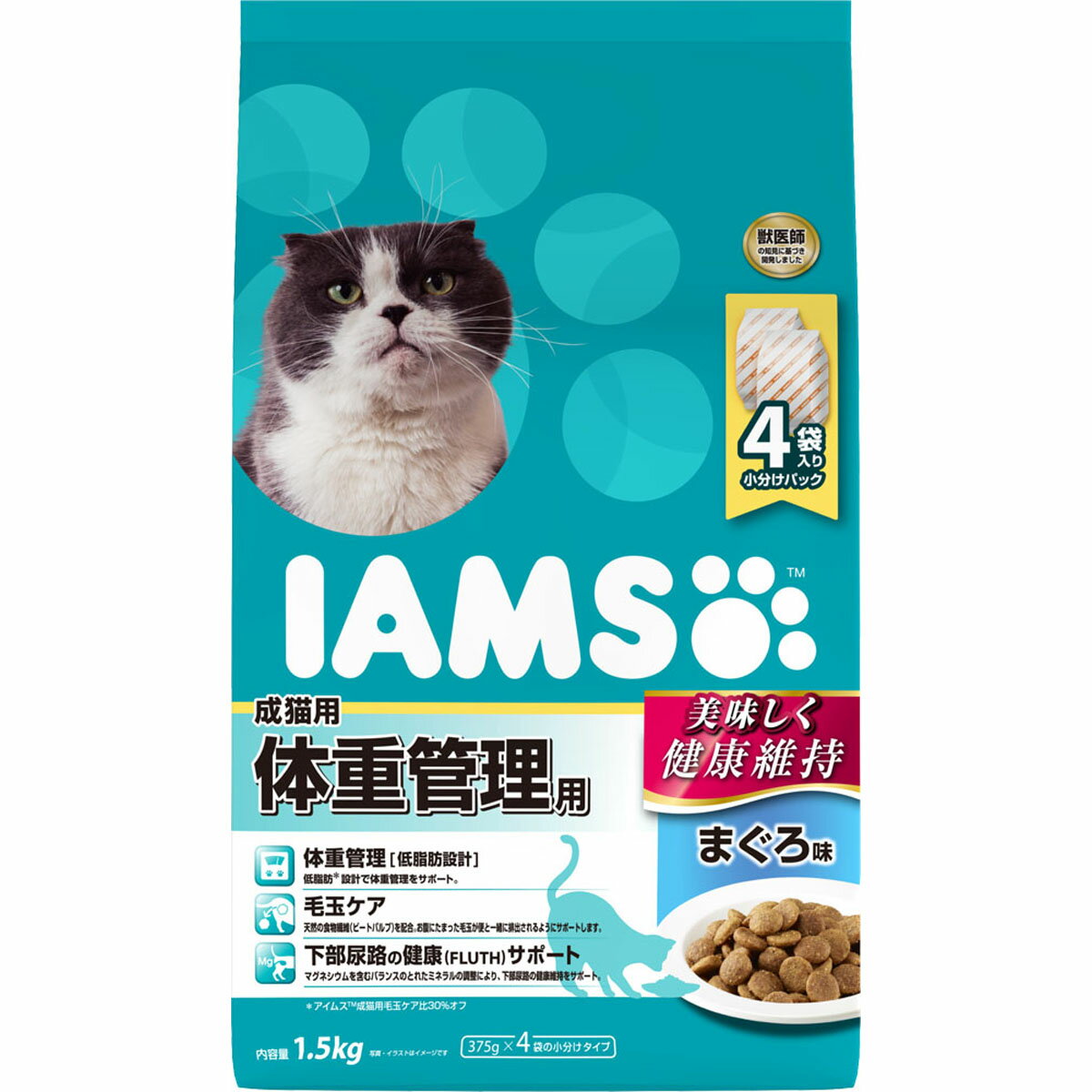 Rakuten - アイムス成猫用体重管理用まぐろ味1.5kg 成猫用 総合栄養食 キャットフード まぐろ 体重管理 低脂肪 低マグネシウム 食物繊維 小分け [trmt]