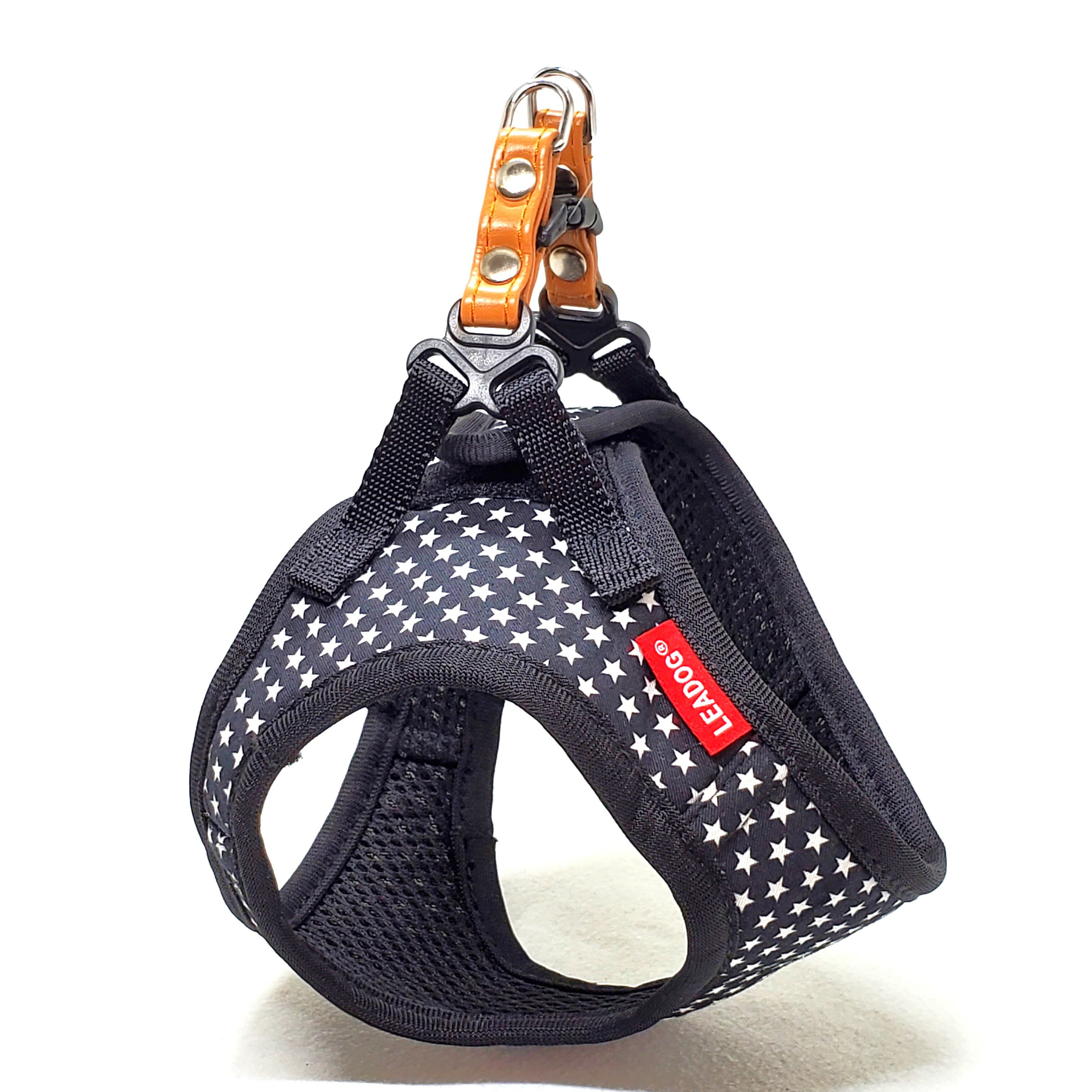 Rakuten - LEADOGスターソフトハーネスSMブラック 星柄 犬用胴輪 散歩 ハーネス 小型犬 [trmt]