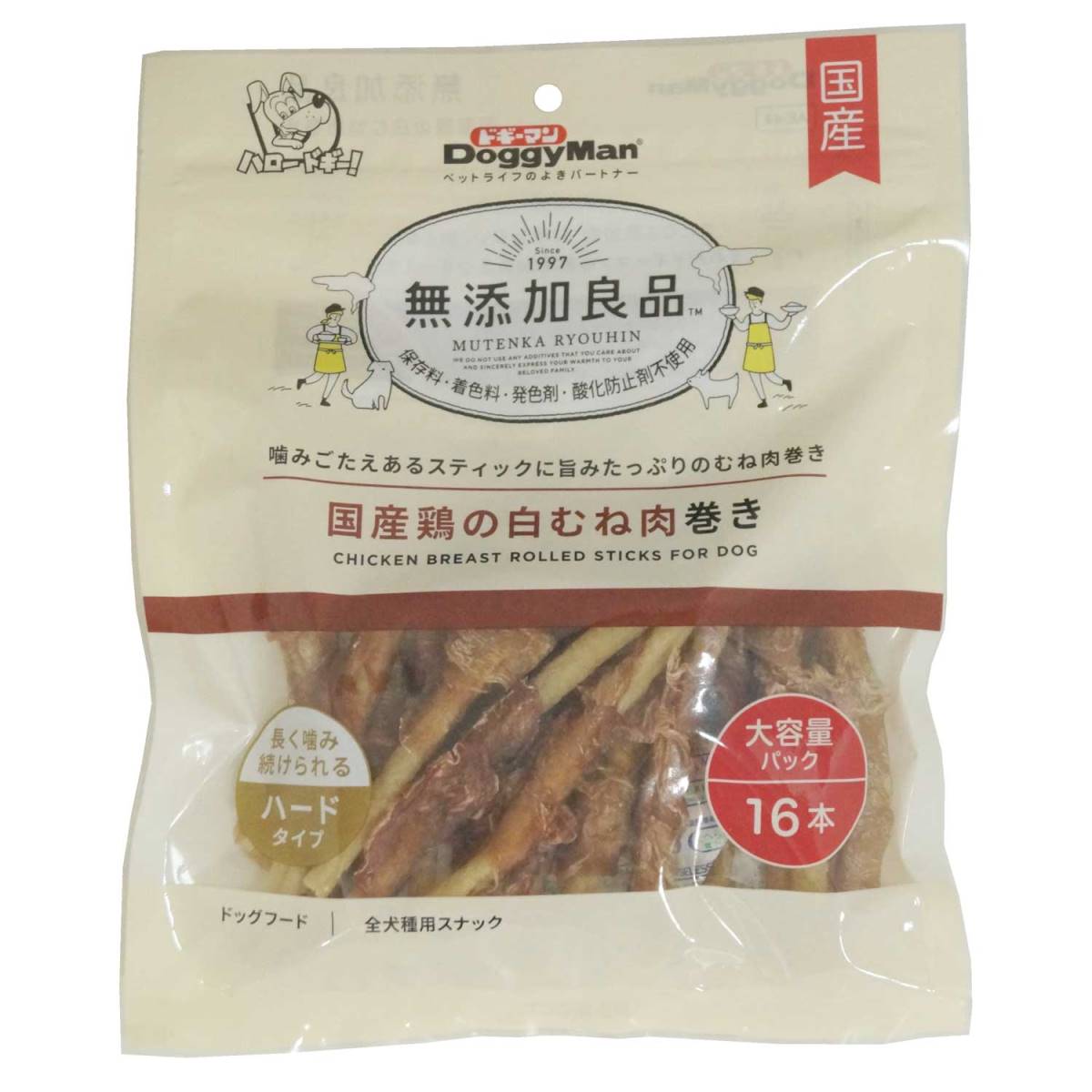 ドギーマン無添加良品国産鶏の白むね肉巻き16本 [trmt]