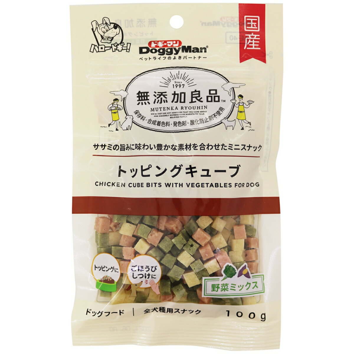 点心 - ドギーマン無添加良品トッピングキューブ野菜ミックス100g [trmt]