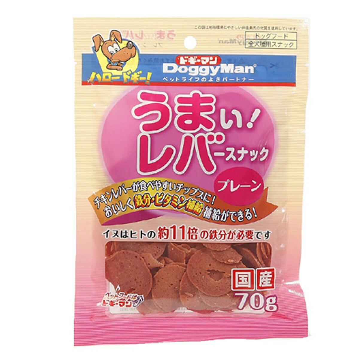 ドギーマンうまい!レバースナックプレーン70g 犬用おやつ 鶏レバー 鉄分 ビタミン ...