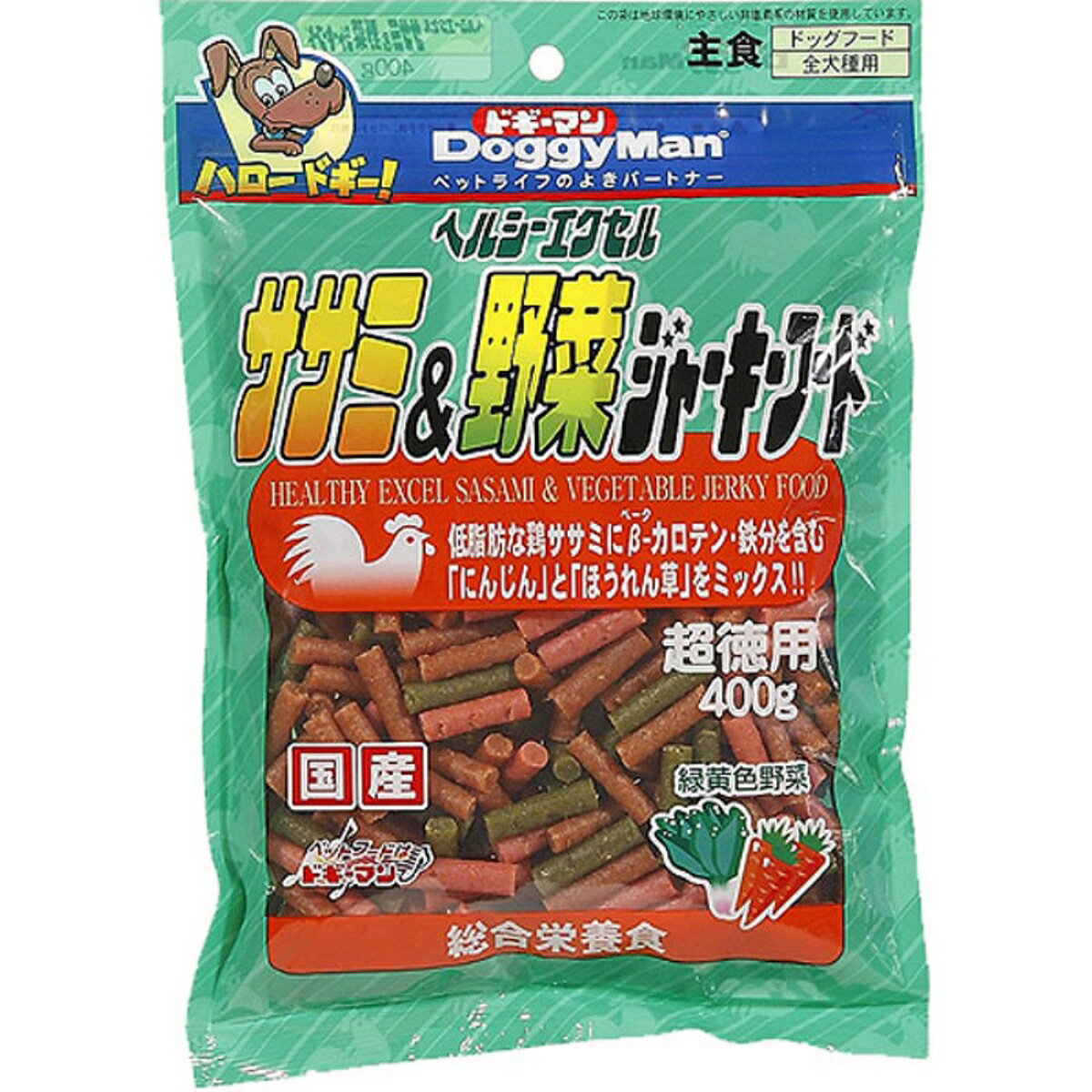 Rakuten - ドギーマンヘルシーエクセルササミ&野菜ジャーキーフード400g 全犬種 スナック ジャーキー ささみ 野菜 国産 犬用おやつ 低脂肪 鉄分 [trmt]