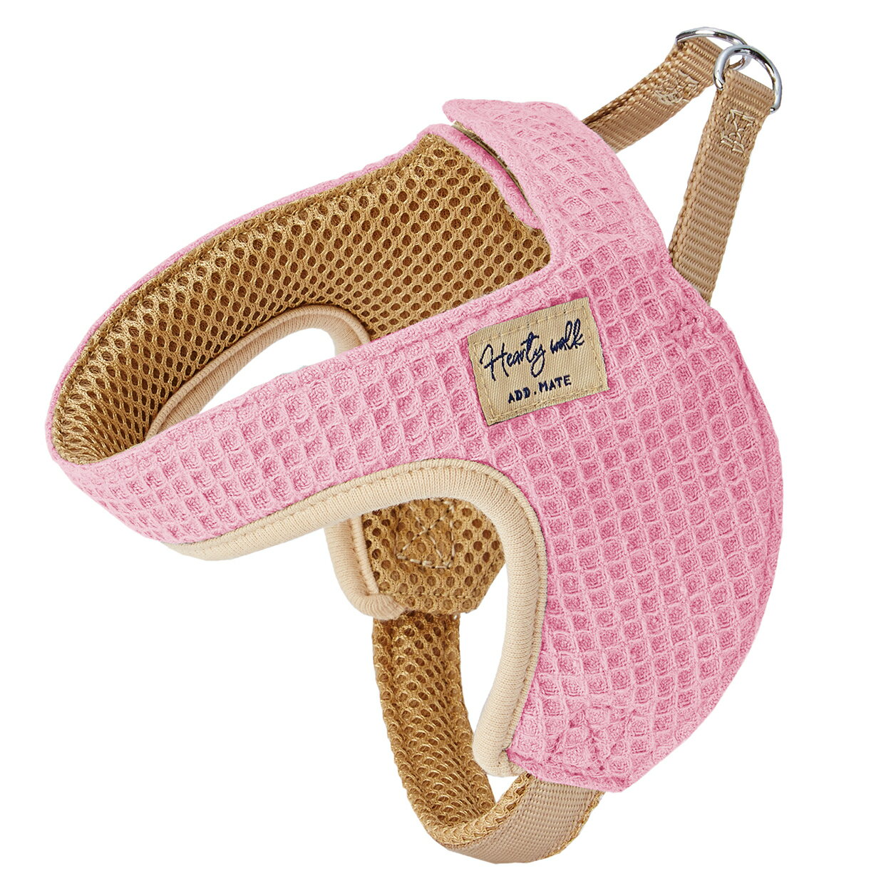 Add.MeteハーティウォークハーネスSピンク 小型犬用 ハーネス 散歩 肌触り ワッフル生地 [trmt]