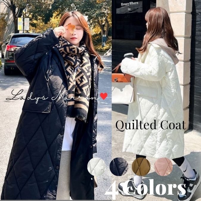 フード付きキルティングコートキルト...