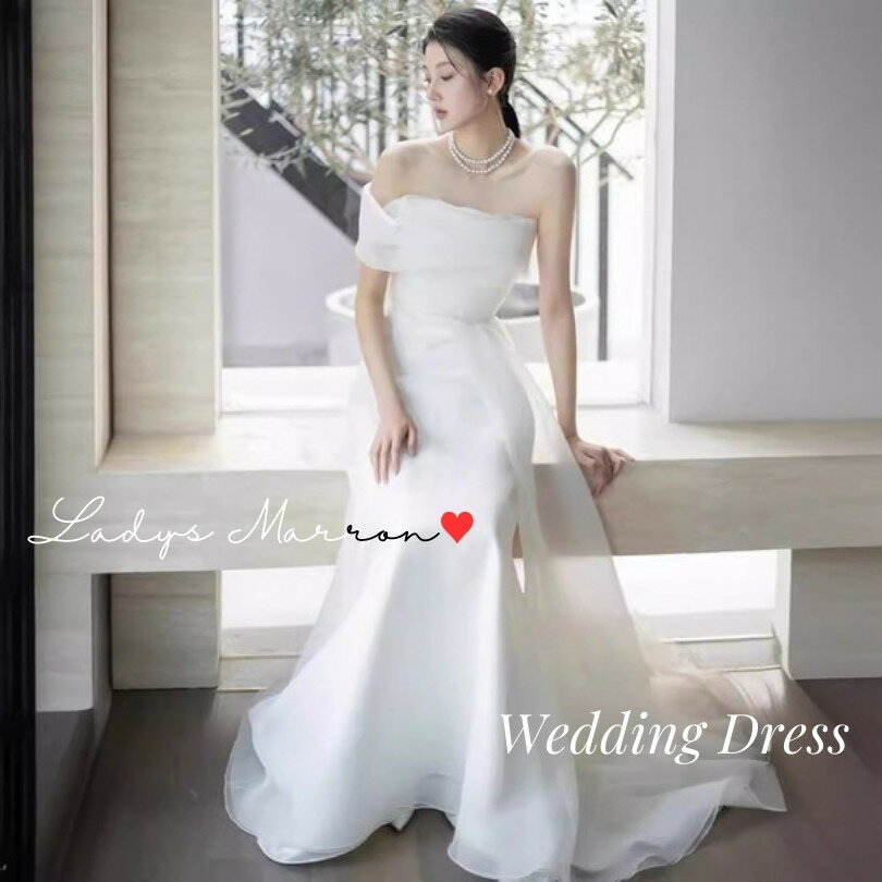 ウェディングドレス ウエディングドレス マーメイド 白 前撮り ドレス 結婚式 二次会 ドレス 花嫁 オフショルダー オフショル 白いドレス 花嫁かわいい 花嫁二次会ドレス フォトウェディング 韓国 無地 ベアトップ ビスチェ 春 夏 秋 冬