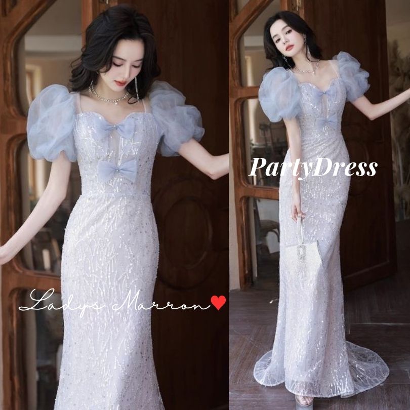 結婚式 タイトドレス マーメイドドレス マーメード パフスリーブドレス パーティードレス かっこいい 韓国 個性的 レース お呼ばれドレス 結婚式ドレス 結婚式 お呼ばれ 服 結婚式ドレス 二次会ドレス 同窓会ドレス 成人式ドレス ロングドレス