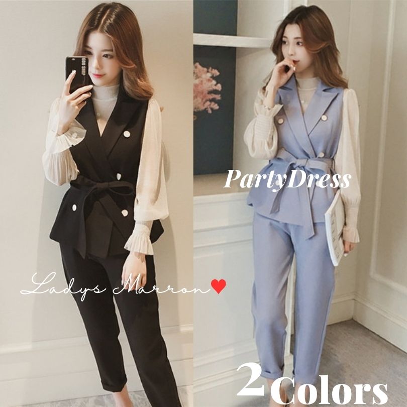 結婚式 パンツドレス パンツスーツ かっこいい セットアップ レディース お呼ばれ 同窓会 成人式 二次会 服装 黒 ドレスパンツ パンツスタイル パーティード...