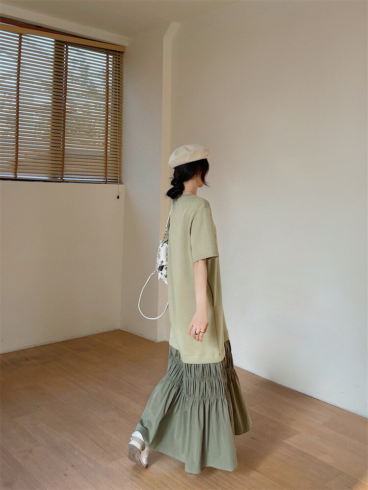 ワンピースレデイーズ用服夏服ワンピーススカートひんやり生地涼しい大き目サイズシャツリラックスポケット付き