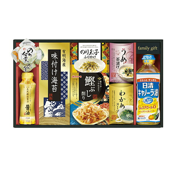 Rakuten - 日清オイリオ 食卓詰合せNSO-40A【送料無料】ギフトセット☆食べ物 調味料 油 海苔 かつおぶし 茶漬け ふりかけ 醤油 スープ プレゼント 誕生日 出産内祝い 結婚内祝い 出産祝い 結婚祝い お祝い お返し 香典返し 快気祝い お供え 御供 お彼岸 父の日 お中元