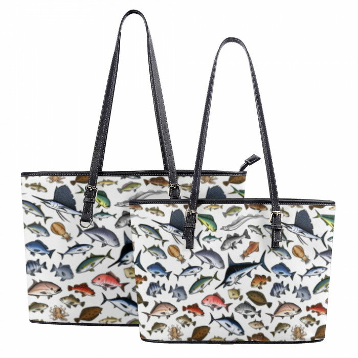 お得なクーポン 送料無料 KAISUIGYO_CW_LTB レザートートバッグ レディース バッグ 全て 魚 海 釣り 海..
