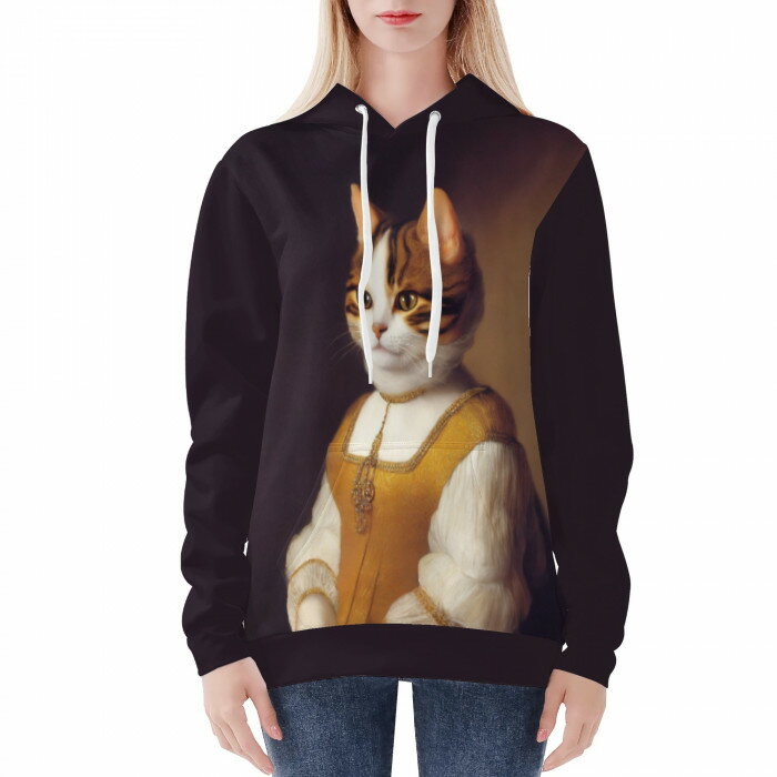 お得なクーポン 送料無料 猫の肖像画 A(レディースフードパーカー) レディースフードパーカー レディー..