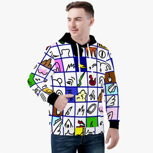 お得なクーポン 送料無料 フードパーカー メンズ フーディー ルームウェア パジャマ 大きいサイズ オーバーサイズ プルオーバー ポケット付き 丸洗いOK 7サイズ YU-YU 干支グラフィック