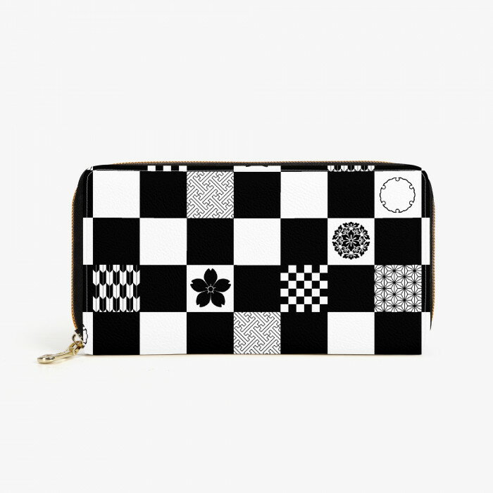 お得なクーポン 送料無料 和の地紋文様柄 ウォレット ユニセックス バッグ 全て モノトーン 和風 和柄 ..