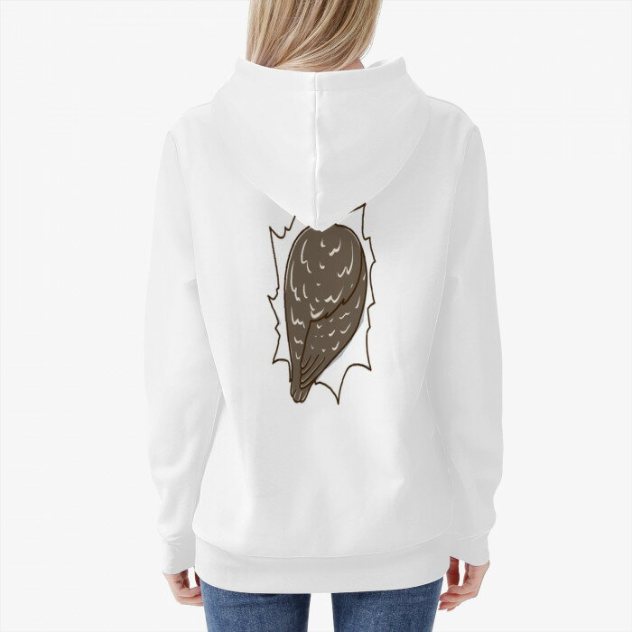 お得なクーポン 送料無料 ハマり動物 ふくろう 前後デザイン レディースフードパーカー レディース 全て 動物 かわいい 鳥 ユニーク おもしろ ユーモア 尻尾 2