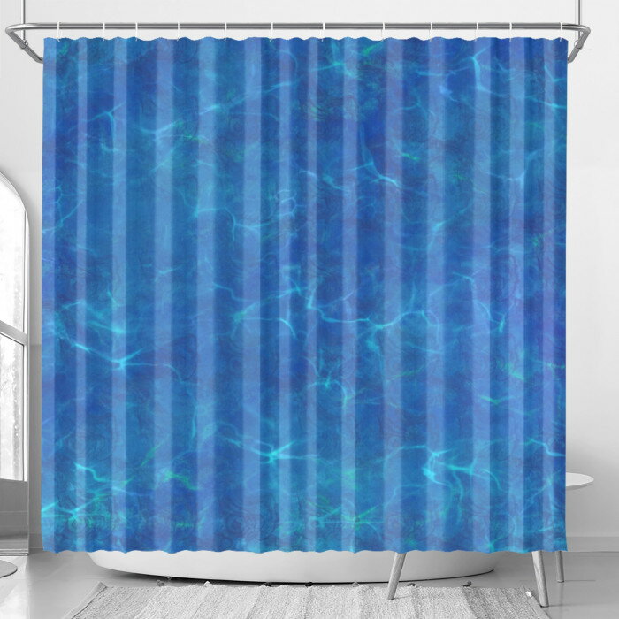 お得なクーポン 送料無料 インスパイア シャワーカーテン ユニセックス ホームデコレーション アート 青 ブルー 抽象画 インスパイア バス 風呂 入浴 cut ★★★