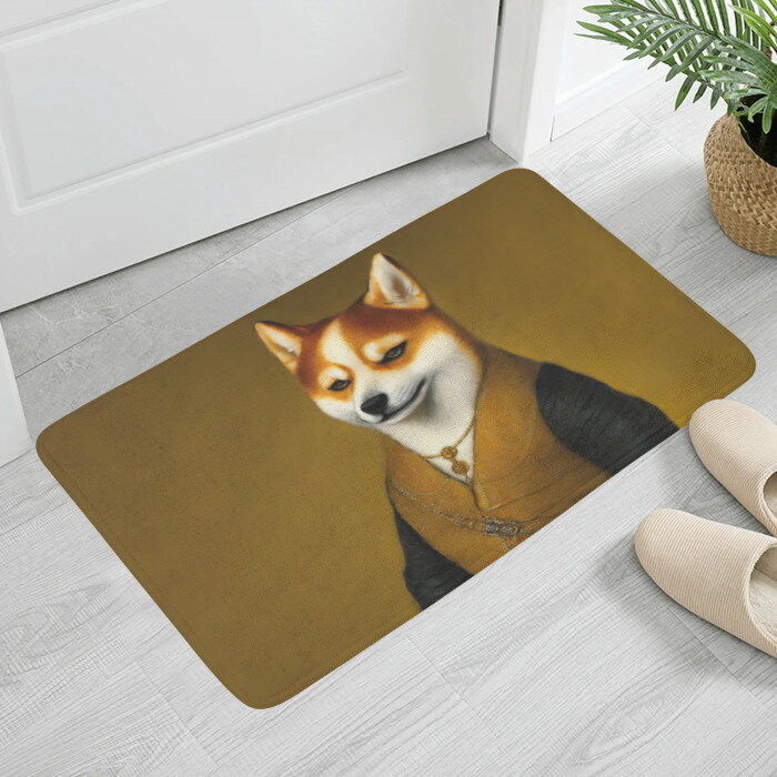 お得なクーポン 送料無料 犬の肖像画 A(ふんわりドアマット) ふんわりドアマット ユニセックス ホームデコレーション 動物 アート 絵画 油絵 犬 個性的 柴犬 しばいぬ いぬ 生き物 肖像画