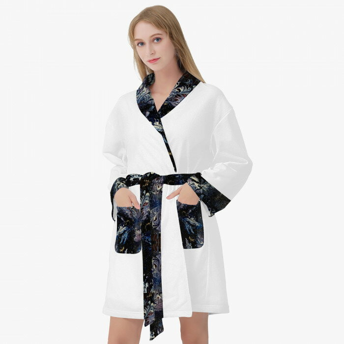 お得なクーポン 送料無料 華シリーズ レディースバスローブ レディース アート Mari.S 華 バスローブ 花 青色 Mari Someya