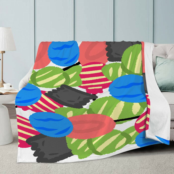 お得なクーポン 送料無料 ブランケット Sサイズ 大判 ひざ掛け インテリア アウトドア プレミアムスエード マイクロフリース 手縫い 耐久性抜群 プレゼント 3サイズ HARE キャンディ柄