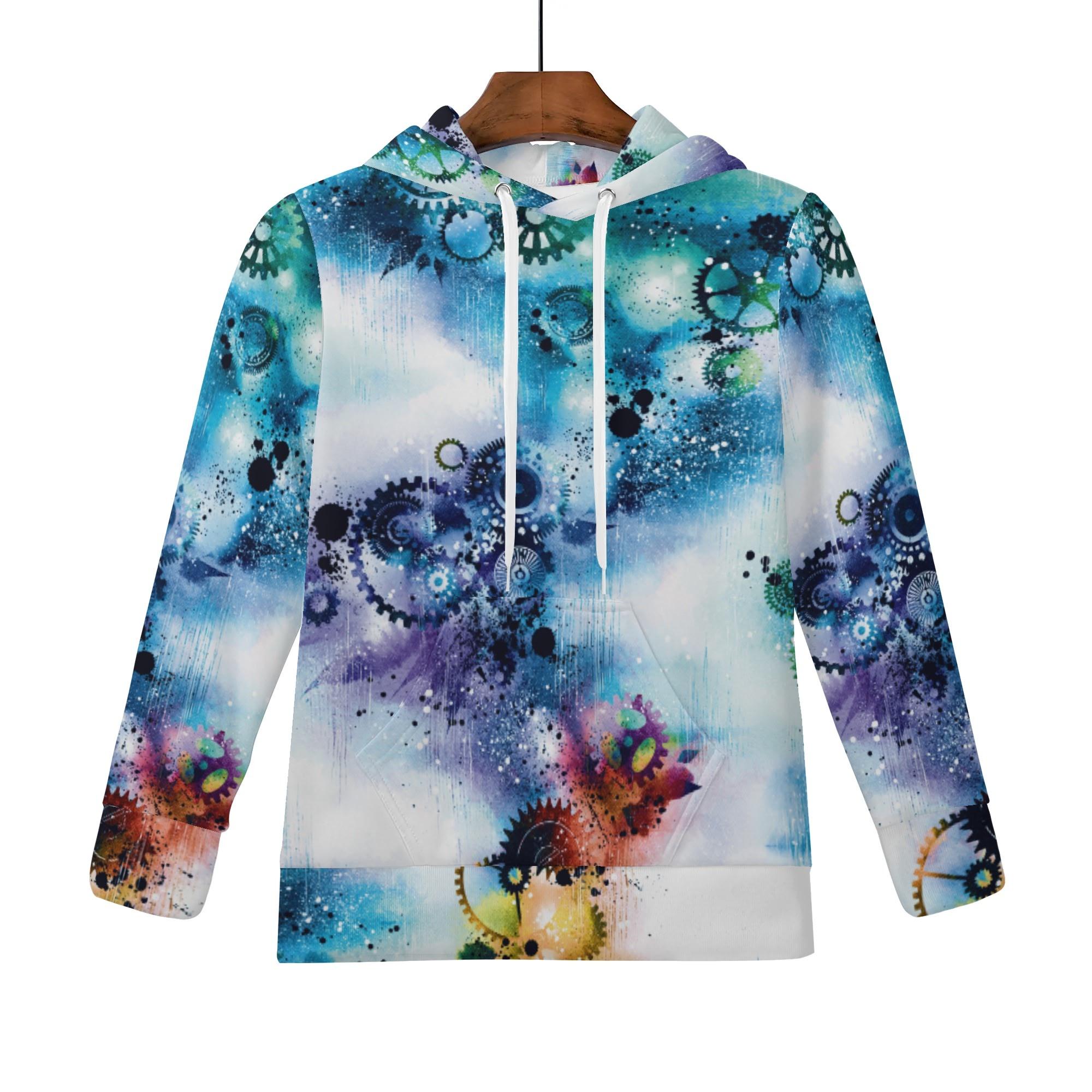 お得なクーポン 送料無料 歯車霧雨濃(キッズフードパーカー) キッズフードパーカー キッズ 全て アート カラフル 歯車 ギア シルエット 葉 飛沫 歯車霧雨濃 冴木みやこ ★★★