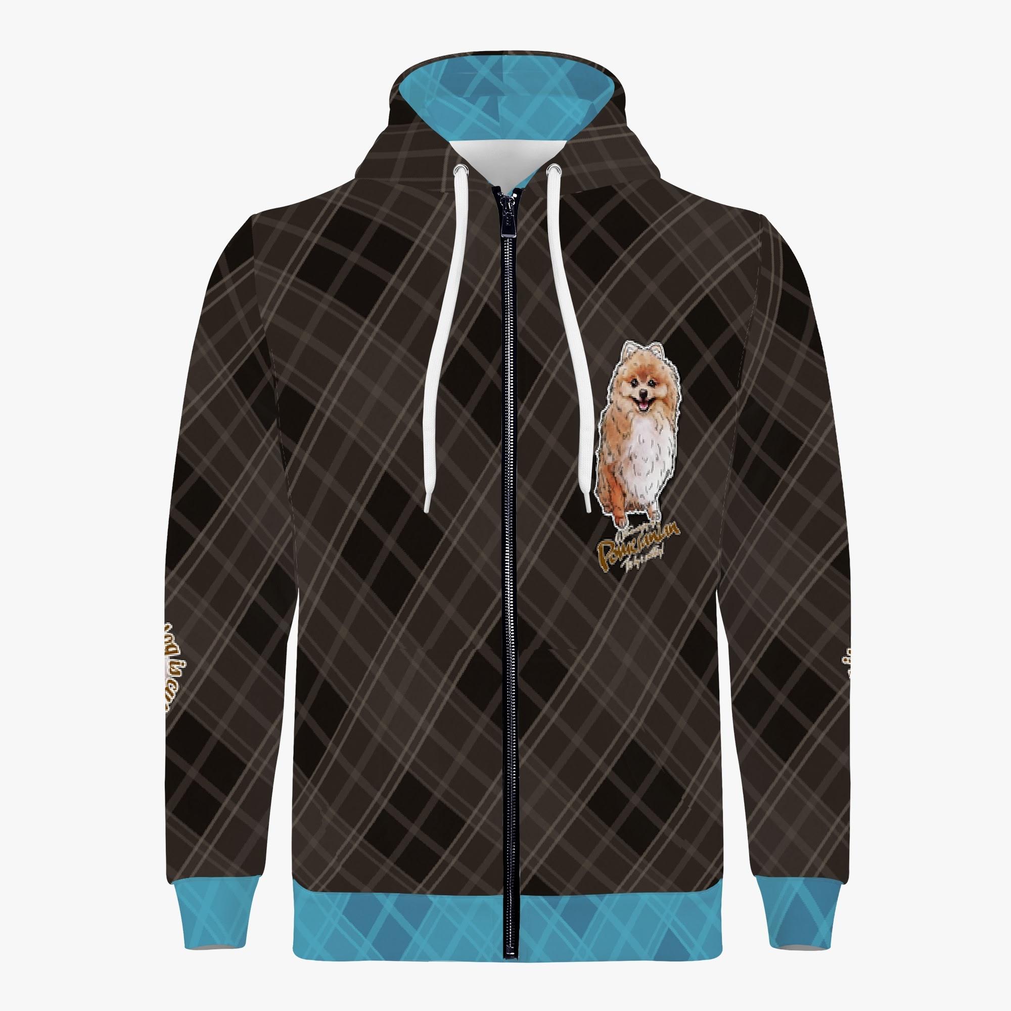 楽天BONATHIAお得なクーポン 送料無料 ポメラニアン 柄のメンズ用ジップパーカー （メンズジップアップフードパーカー） メンズジップアップフードパーカー メンズ 全て ドッグ ペット ペットグッズ