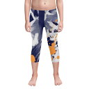 お得なクーポン 送料無料 無作為な青の世界【オレンジペイント】(キッズ レギンス7分丈) キッズ レギンス7分丈 アート ブルー 青 オレンジ オリジナル 橙 ペイント blue Orange