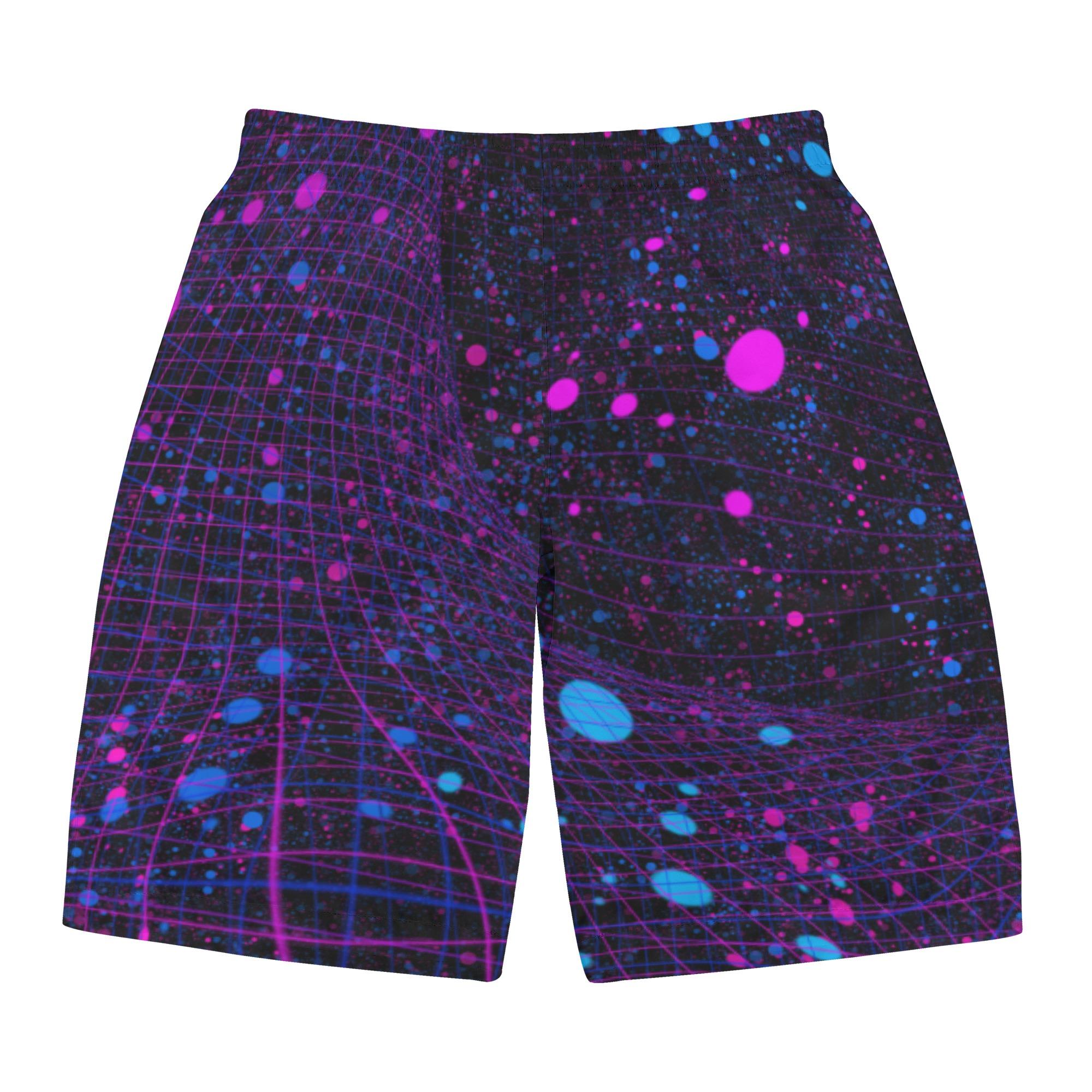 お得なクーポン 送料無料 電子と量子場(メンズサーフパンツ) メンズサーフパンツ メンズ アート ドット 宇宙 チェック オリジナルパターン psychedelic 科学 物理学 電子 量子 量子場