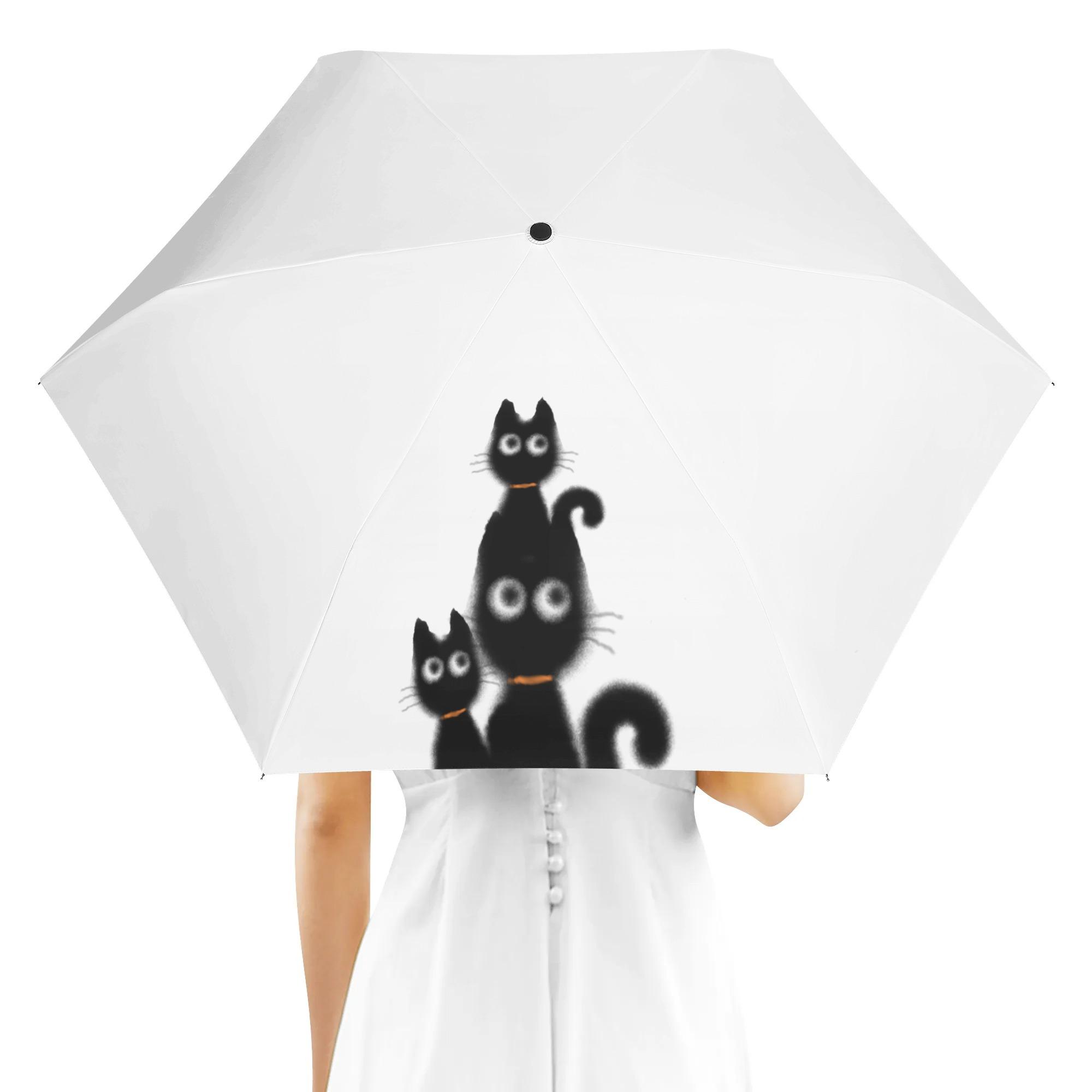 お得なクーポン 送料無料 Cat art(折り畳み傘 外面デザイン) 折り畳み傘 外面デザイン ユニセックス アクセサリー キャラクター cat art オリジナル megu