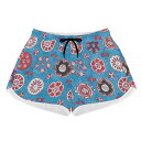 お得なクーポン 送料無料 インド更紗の柄(レディースショートパンツ) レディースショートパンツ レディース アート 花 和柄 フラワー 着物 更紗 帯 #布 ロ...