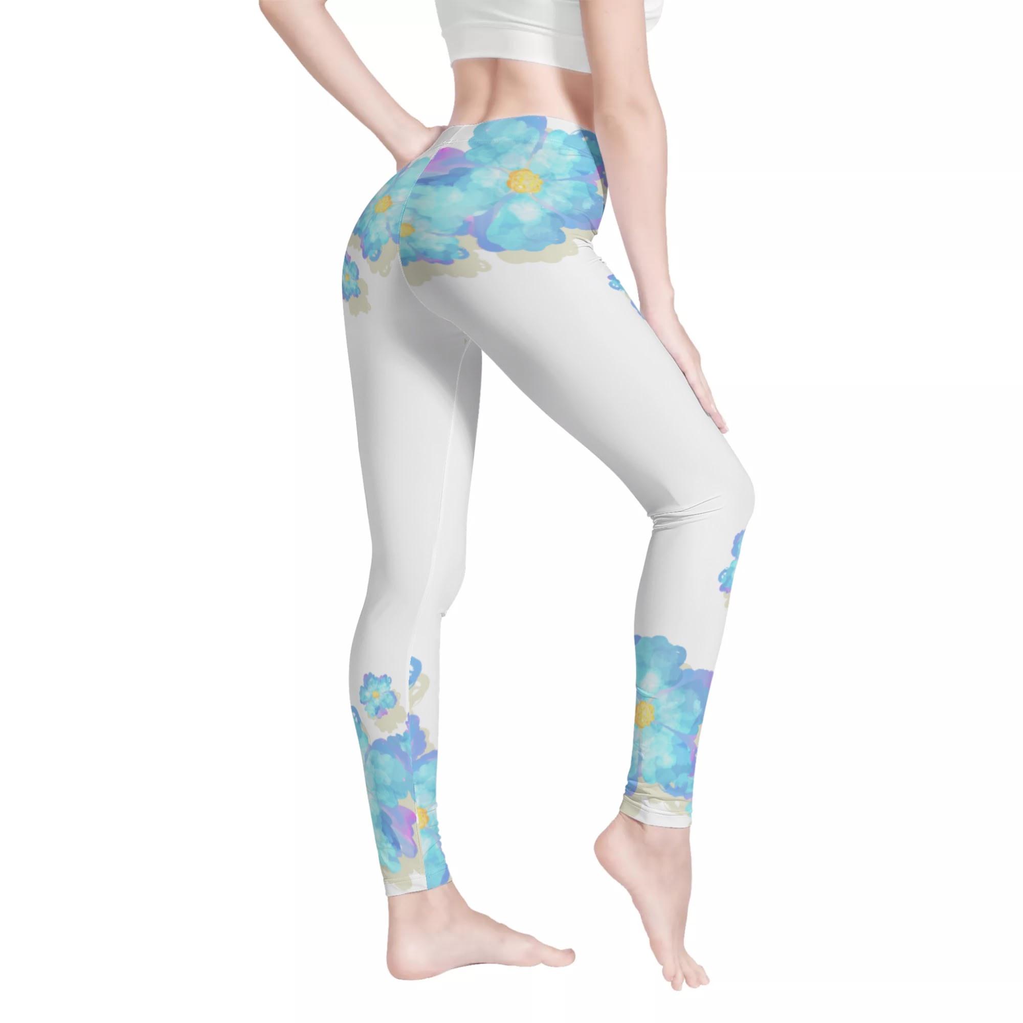 お得なクーポン 送料無料 Blue Flower(レギンス 10分丈) レギンス 10分丈 レディース アート 青い花 花柄 大人かわいい 涼しげ ブルー さとみん。 ★★★