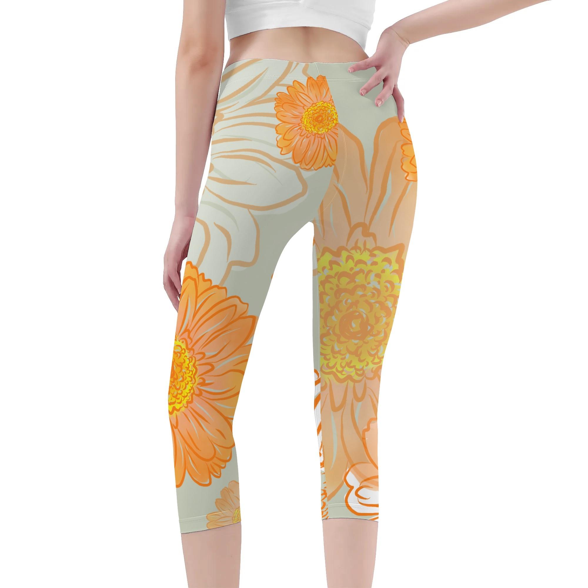 お得なクーポン 送料無料 ガーベラ(レギンス 7分丈) レギンス 7分丈 レディース 全て ガーベラ 花 かわいい キレイ 美しい ベージュ プレゼント オシャレ さとみん。