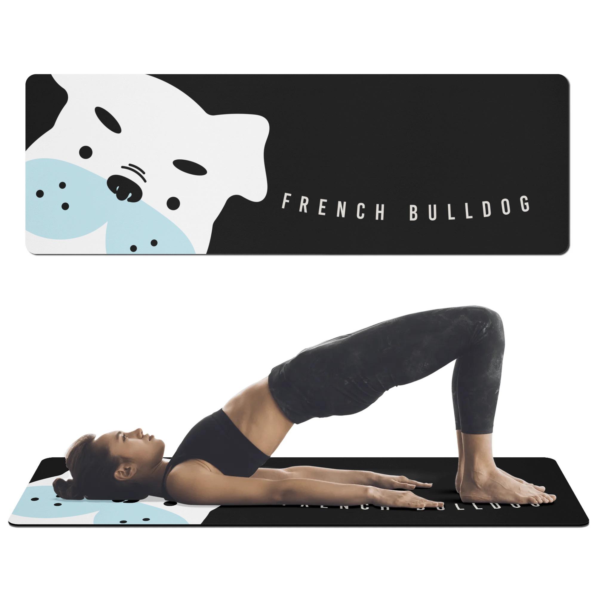 お得なクーポン 送料無料 フレンチブルドッグ ホワイト ラバーヨガマット ユニセックス ホームデコレー..