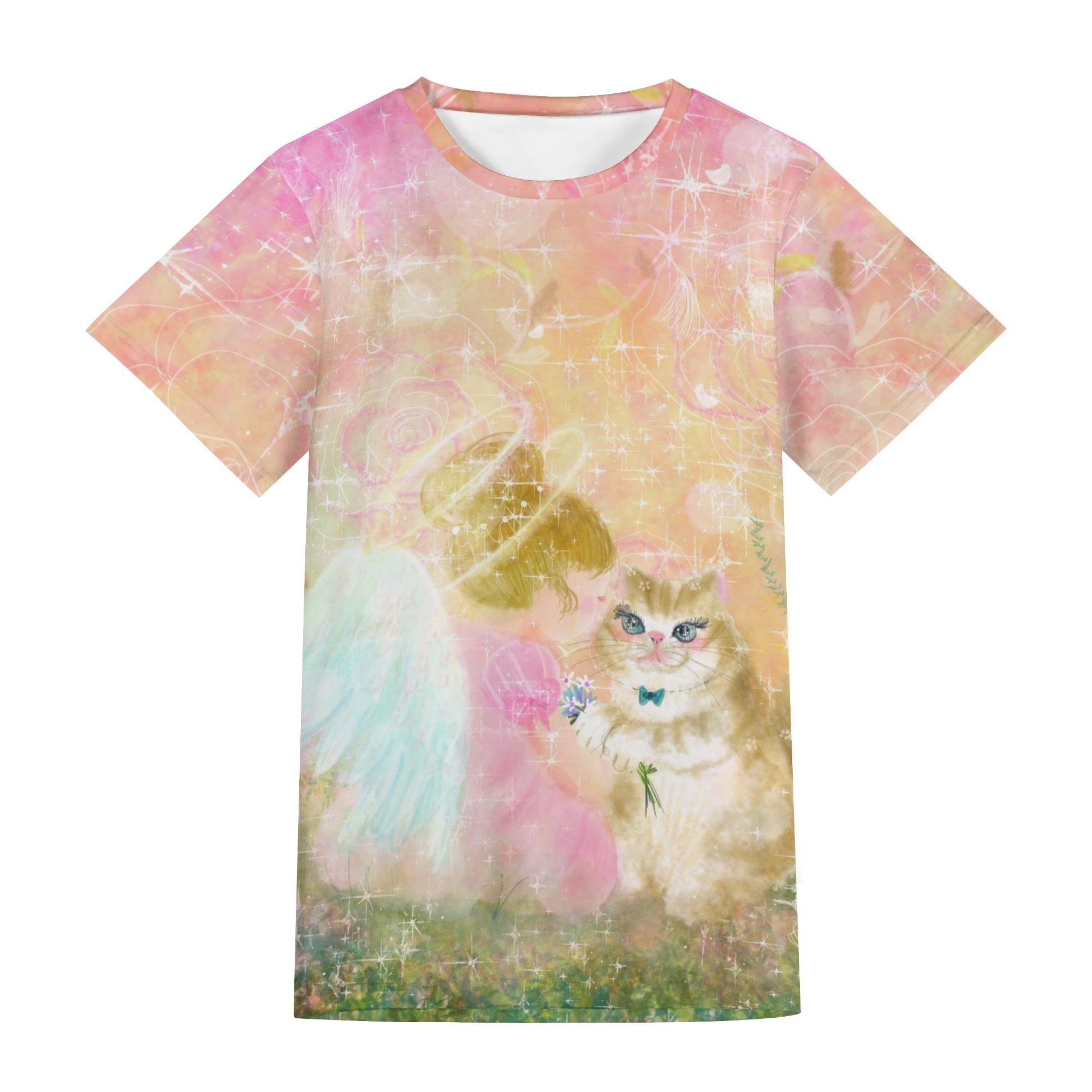 お得なクーポン 送料無料 You are not alone(Tシャツ) Tシャツ ユニセックス レディース メンズ アート ピンク 猫 綺麗 天使 薔薇 pink cat beautiful pretty rose yumineuneu