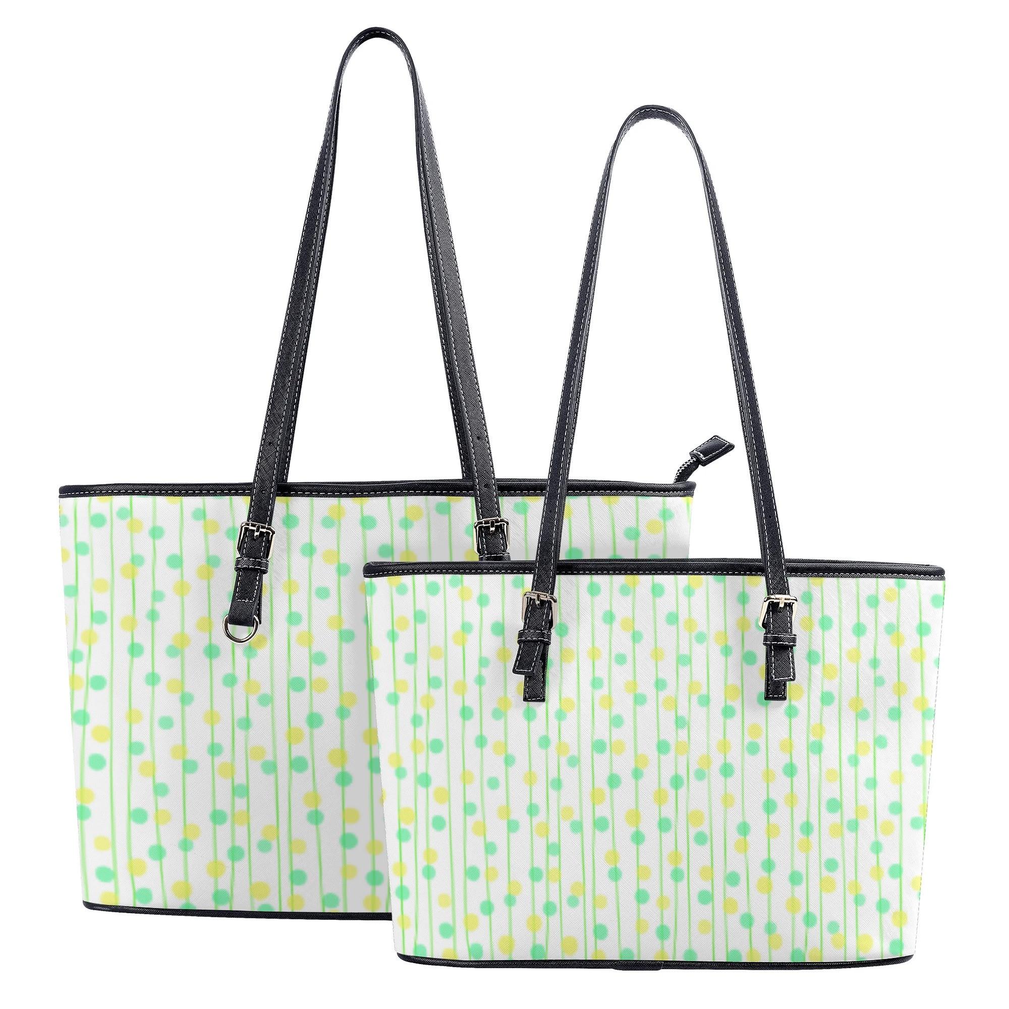 お得なクーポン 送料無料 Polkadots【2】(レザートートバッグ) レザートートバッグ レディース バッグ アート 水玉 カラフル ポップ パステルカラー やさしい polkadots charamaru