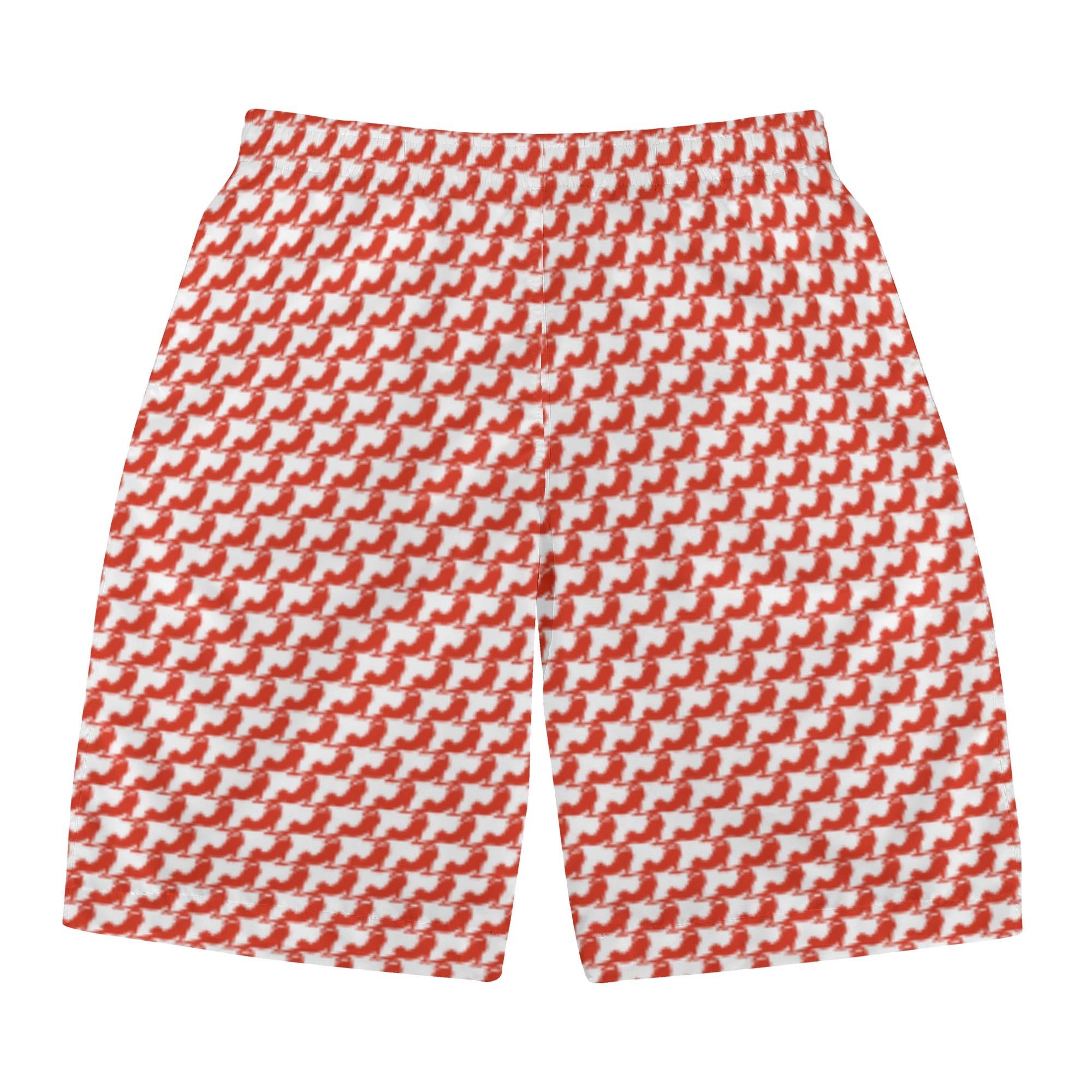 お得なクーポン 送料無料 Houndstooth pattern × cat【red】(メンズサーフパンツ) メンズサーフパンツ メンズ アート 猫 赤 cat 猫モチーフ 千鳥格子 red charamaru
