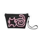 お得なクーポン 送料無料 うずまきあめしょさん単体 ぴんく:ブラックベース:ねこのひげあつめ(コスメポーチ) コスメポーチ ユニセックス バッグ 動物 猫 ねこ ギフト アメショー 贈り物