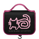 お得なクーポン 送料無料 うずまきあめしょさん単体 ぴんく:ブラックベース:ねこのひげあつめ(トラベルポーチ) トラベルポーチ ユニセックス バッグ 動物 猫 ねこ ギフト アメショー