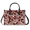 お得なクーポン 送料無料 ねこのひげあつめ。うずうずかにゃくさ模様 ばーがんでぃ(本革ハンドバッグ) 本革ハンドバッグ レディース バッグ 動物 猫 ねこ ポーチ ケース タンブラー