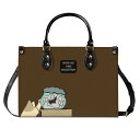 お得なクーポン 送料無料 ねこのひげあつめ。くろでめちゃん逃げて~パターン(本革ハンドバッグ) 本革ハンドバッグ レディース バッグ 動物 猫 ねこ 金魚 金魚鉢 nanaronnicoron ★★★