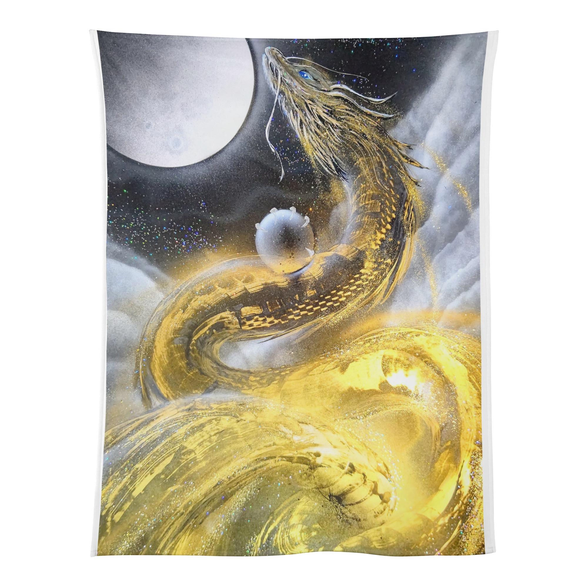 お得なクーポン 送料無料 金龍(ベビーブランケット) ベビーブランケット ユニセックス ホームデコレーション 金龍 龍 開運 金運 Nori Y..