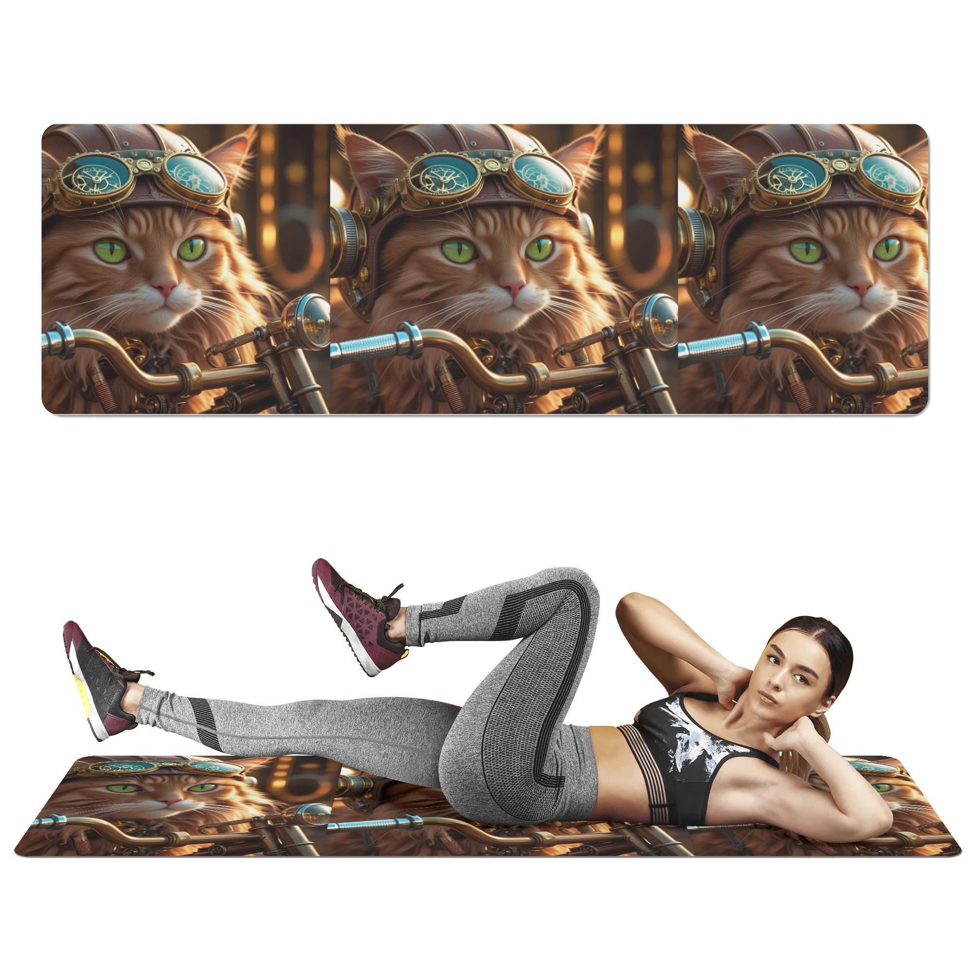 お得なクーポン 送料無料 スチームパンク風キャットライダーちゃん(ヨガマット) ヨガマット ユニセック..