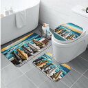お得なクーポン 送料無料 富士山を眺める猫たち(トイレマットセット) トイレマットセット ユニセックス ホームデコレーション 動物 猫 ギフト leojiro2...