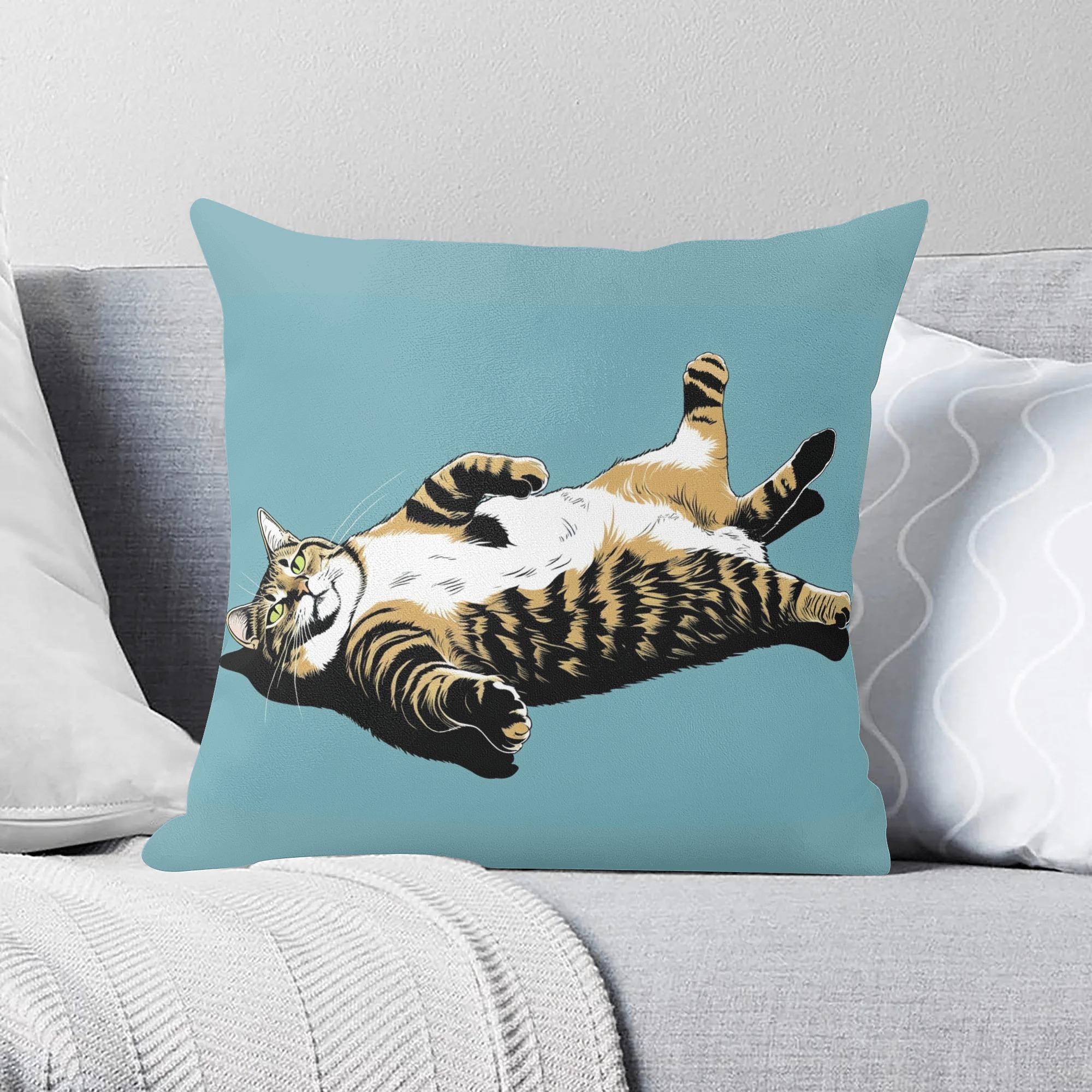 お得なクーポン 送料無料 ベリーアップブリス - チルキャットモード発動 フルプリントクッションカバー ユニセックス ホームデコレーシ..