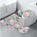 お得なクーポン 送料無料 蓮の花に囲まれたピンクのトラ猫(トイレマットセット) トイレマットセット ユニセックス ホームデコレーション 動物 猫 ギフト 贈り物...