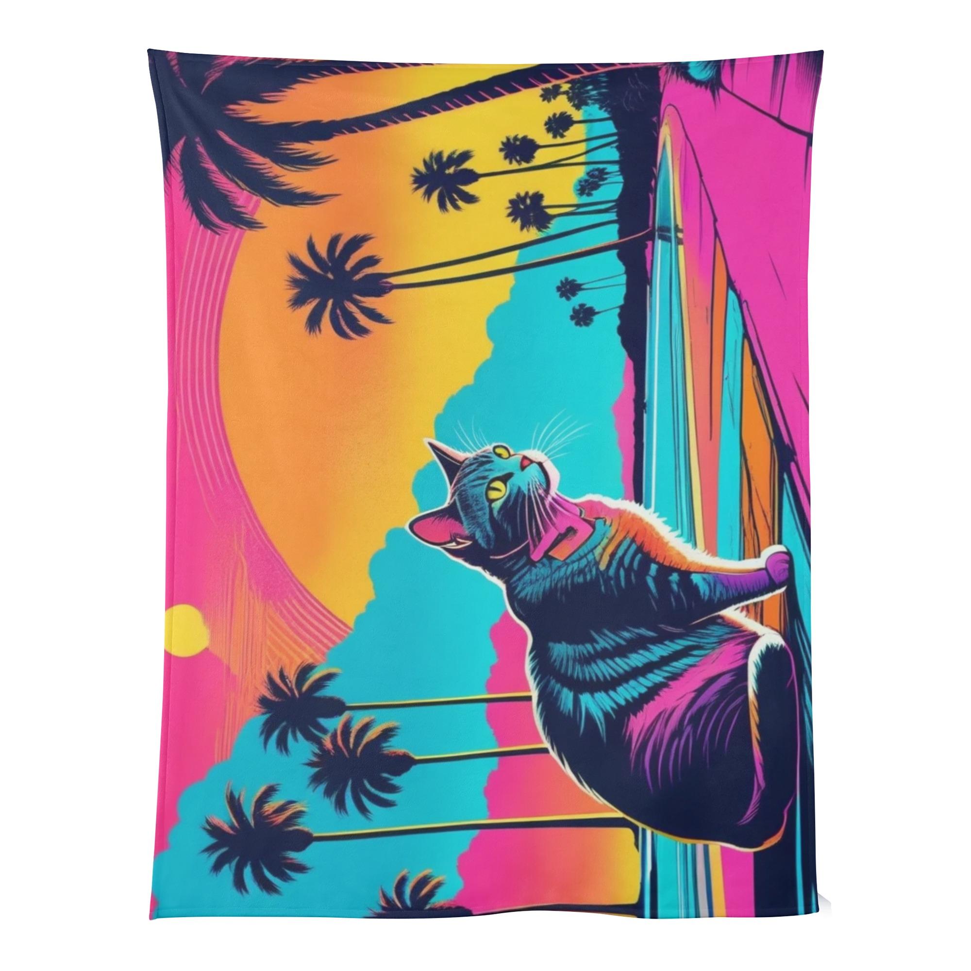 お得なクーポン 送料無料 ネオンジャングルキャット - サンセットミラージュ ベビーブランケット ユニ..